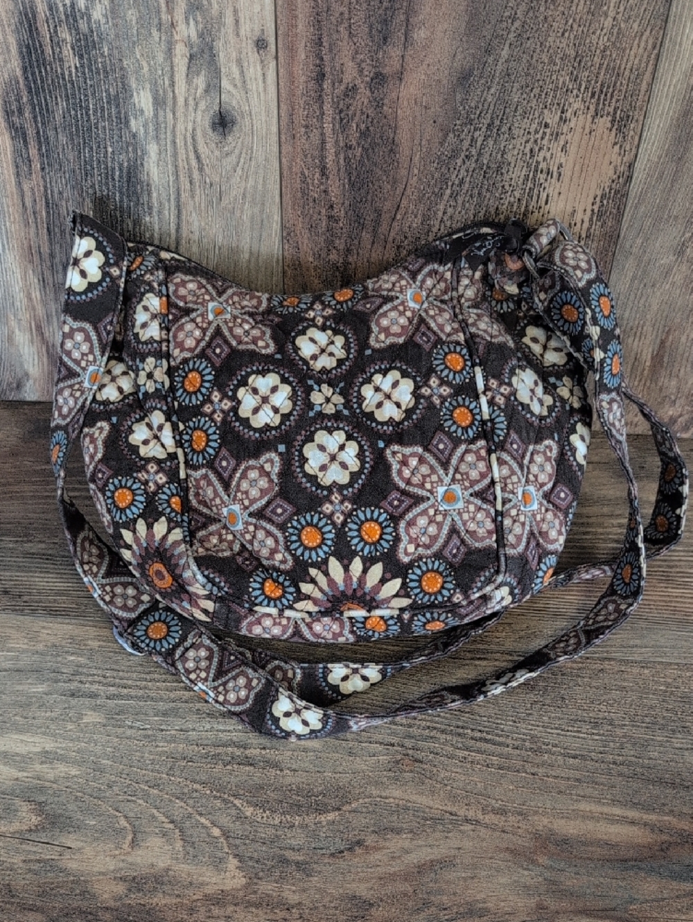 Vera Bradley Brown Floral Quilted Shoulder Crossbody Bag AB182 - Picture 6 of 8